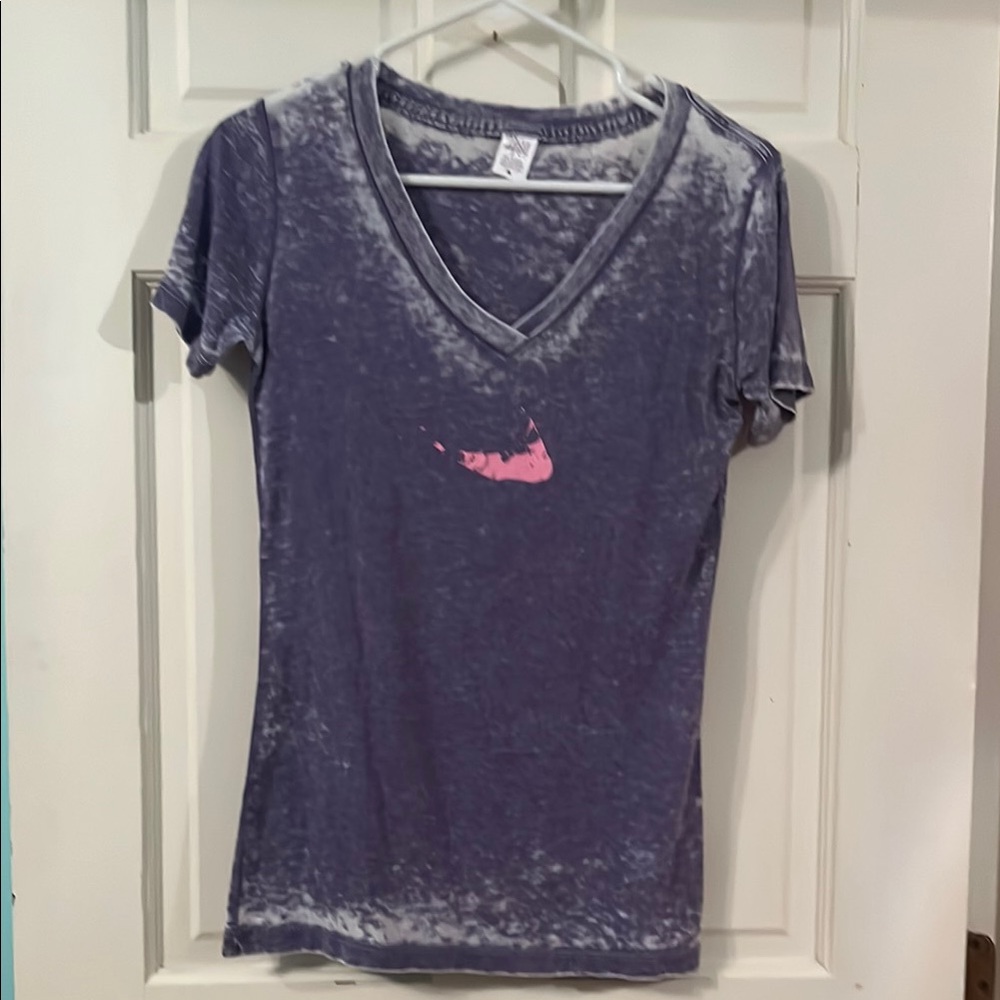 Tipsy Elves Women's Short Sleeve Tee in Gray with Pink Logo